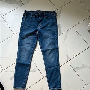 American Eagle Blue Jeggings with Tapered Fit